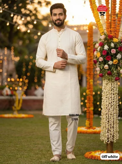 Silk Jacquard Men's Festive Kurta Pajama Set